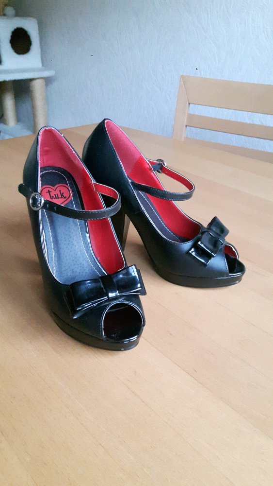 TUK Rocket Heel Plateau Gr. 37 Peep-Toe Pin Up Rockabilly