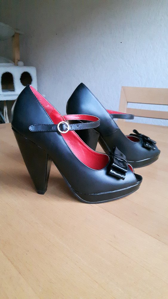 TUK Rocket Heel Plateau Gr. 37 Peep-Toe Pin Up Rockabilly