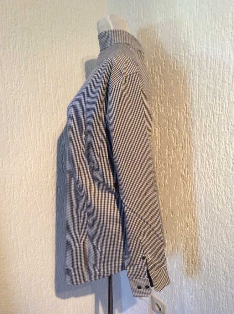 Theo Wormland Slim fit Herren Hemd Größe L 41/42 neu schwarz weiß kariert 