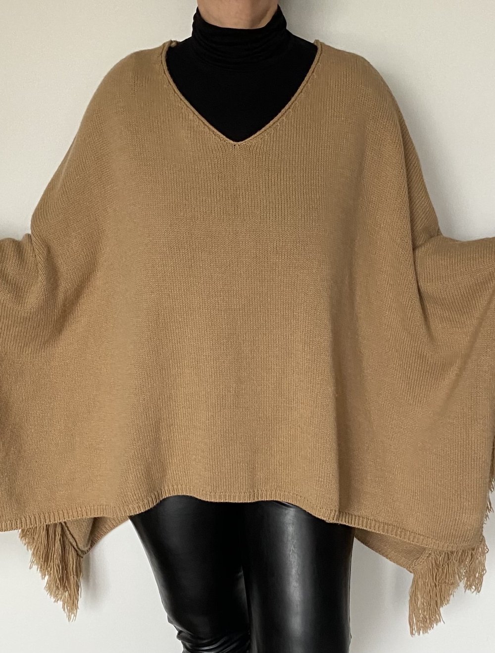 Accessorize, Poncho/Überwurf, Strick, Fransen, braun, onesize