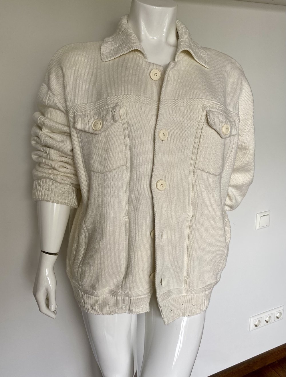 low lights Studios, Jacke, Strick, oversized, ecru, Gr. XXL