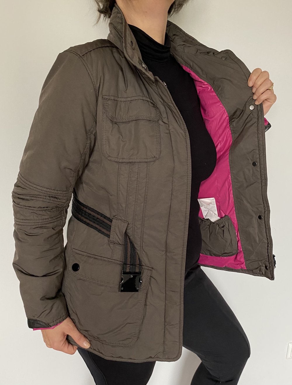 Cinque, Jacke, abnehmbarer Kragen, Gürtel, Khaki, Gr. 38