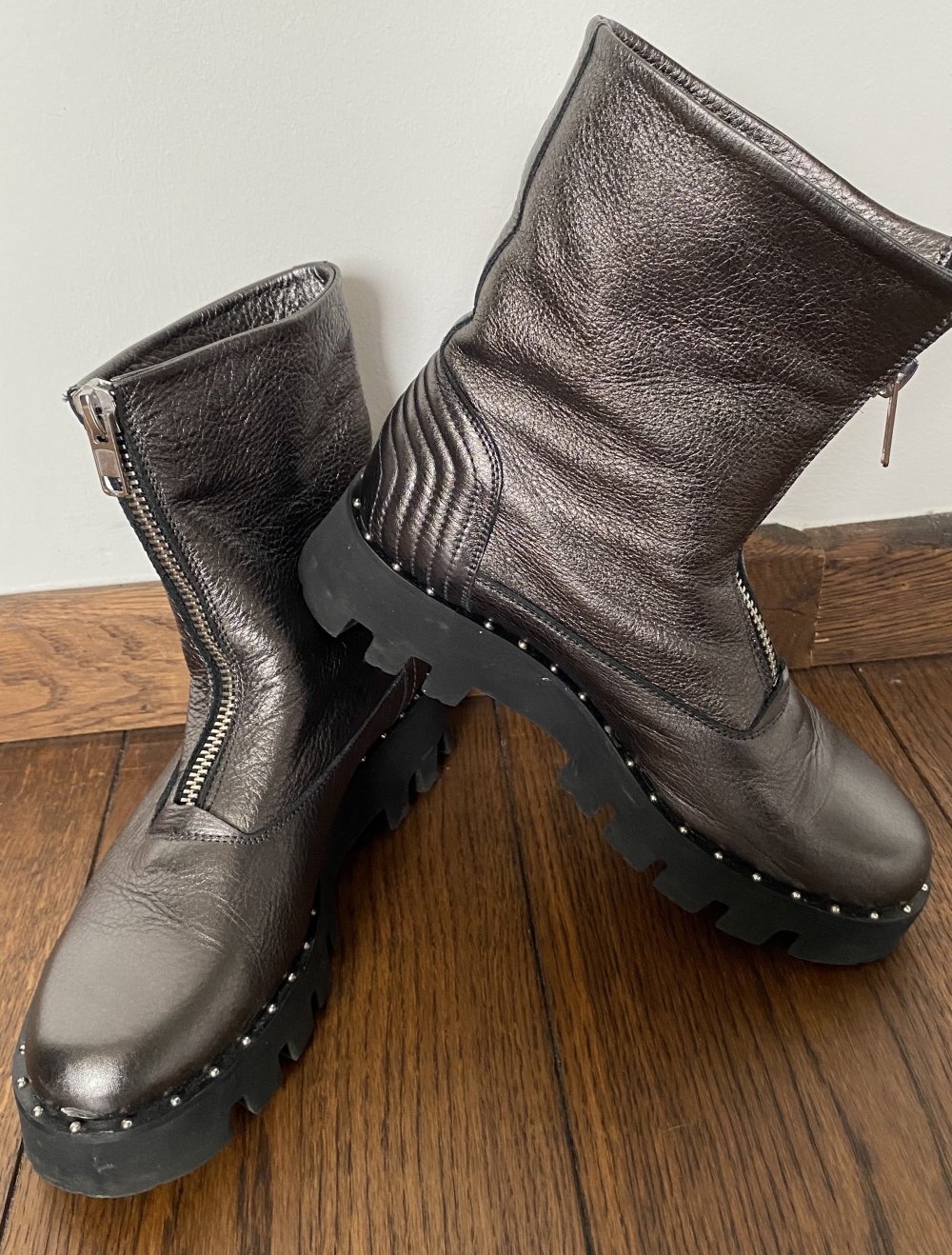 Pertini, Boots, Profilsohle, Leder, Metallic Finish, Gr. 38