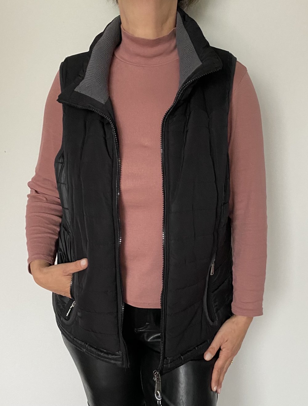 Cecil, Steppweste, schwarz, Strickkragen, Gr.XL
