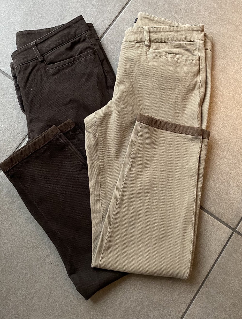 Cambio, 2 Hosen , Style „Renira“, Stretchanteil, taupe/dunkelbraun, Gr. 38