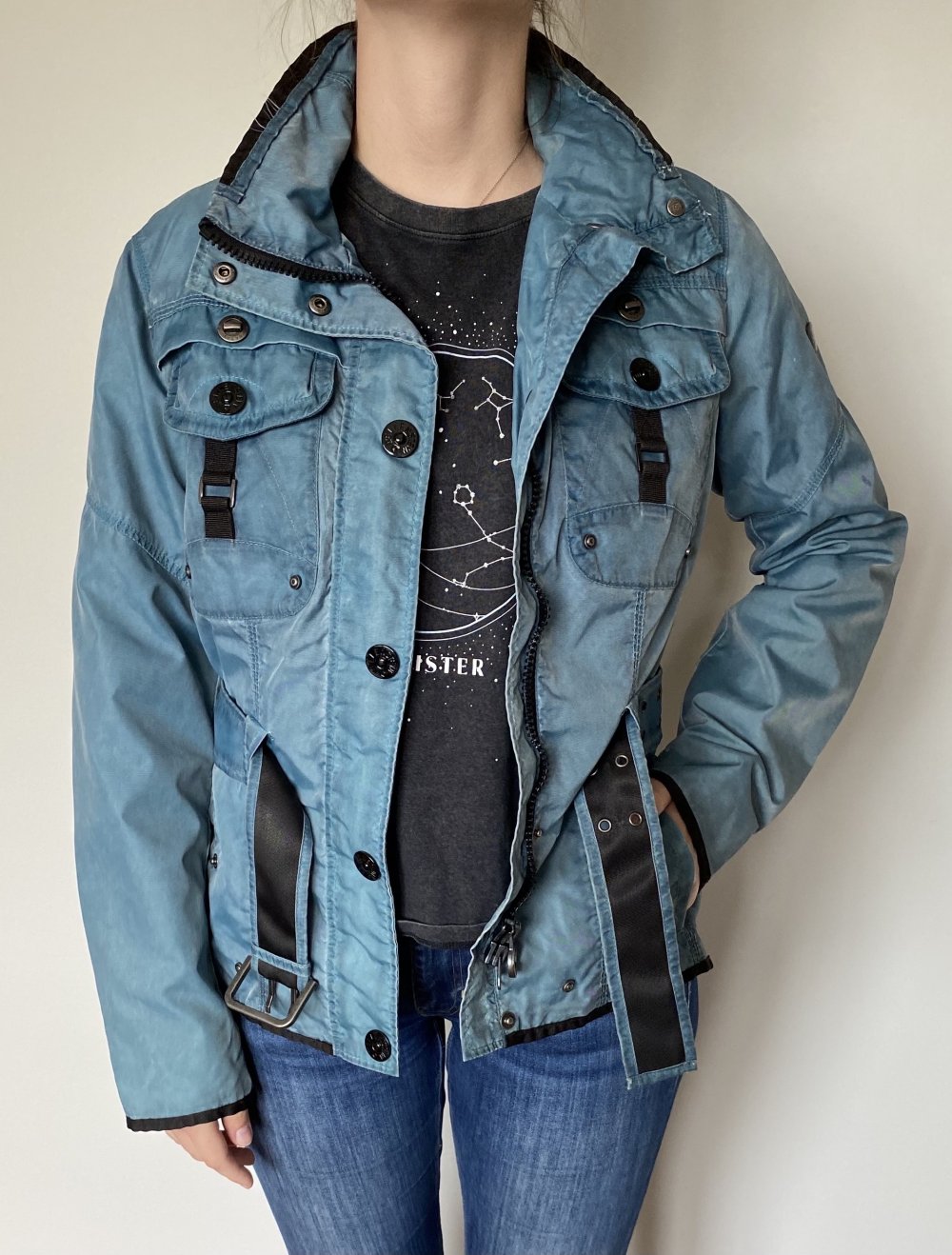 Wellensteyn, Parka, Funktionsjacke, blau,Used Look, Gr. M/38