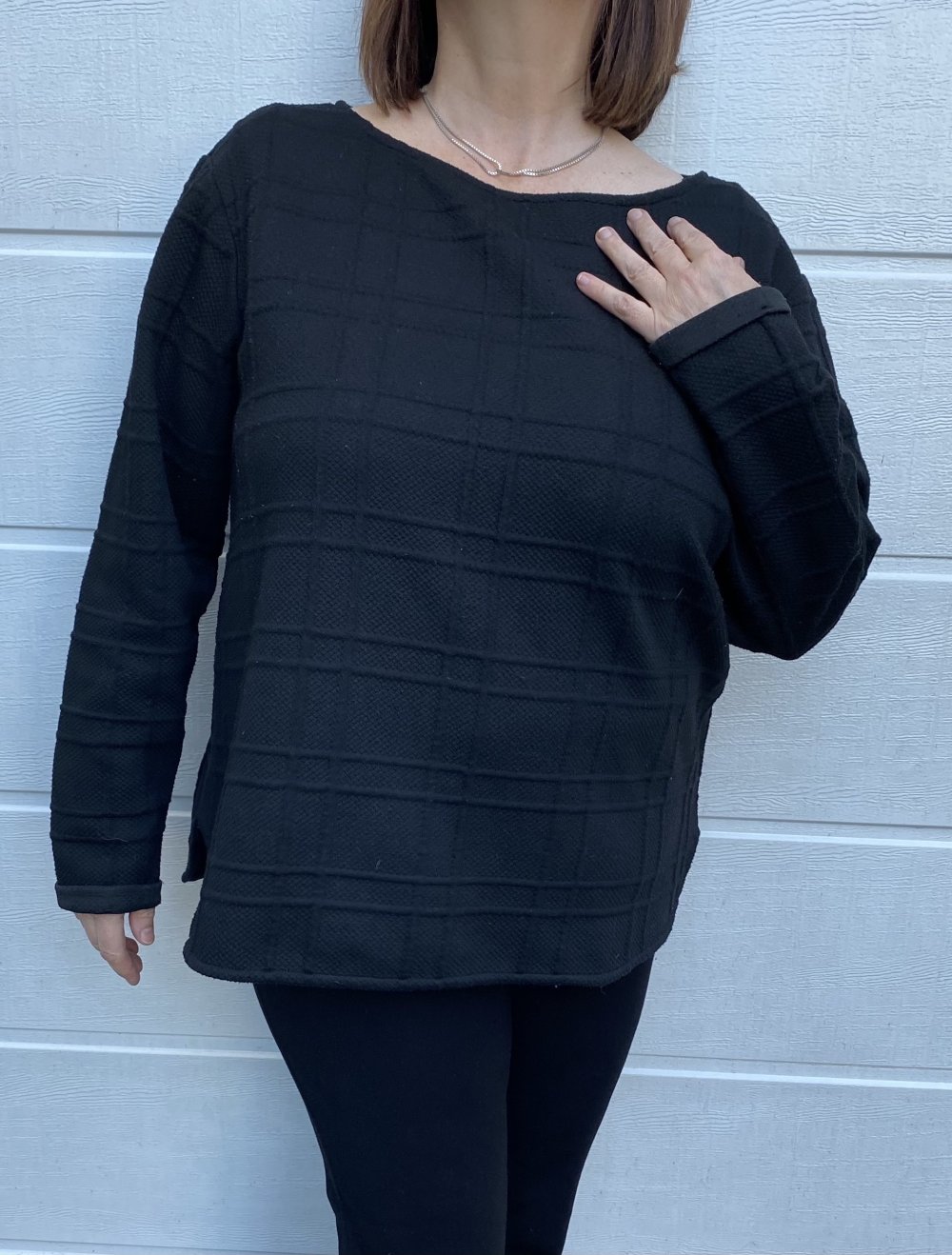 H&M, Sweatshirt/Pulli, schwarz, Strukturmuster, Gr. XL