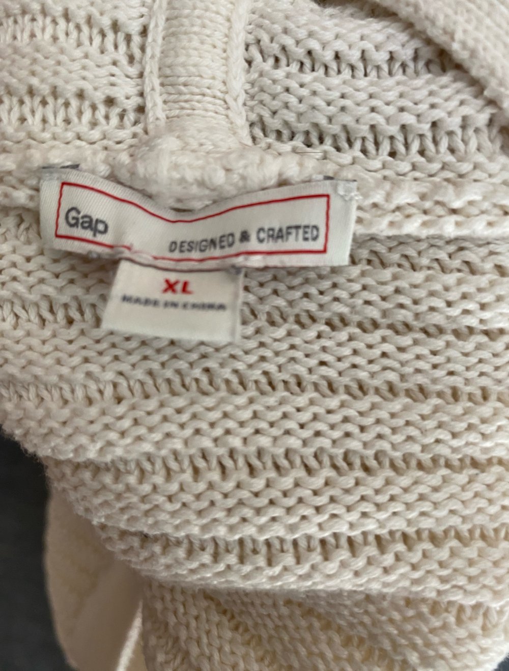 GAP, Pullover, Strick, wollweiß, oversized, Kapuze, Gr. XL