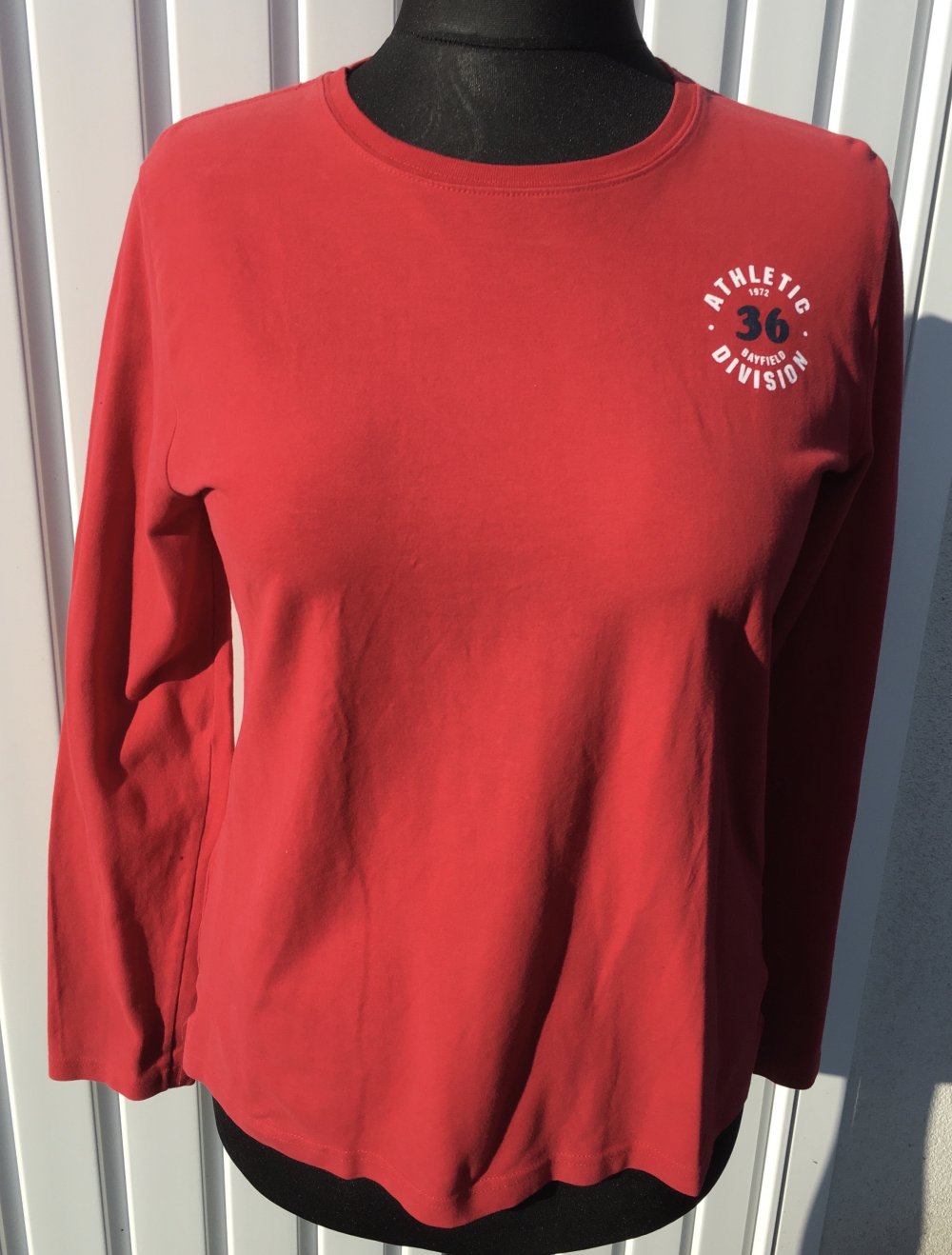 H&M, langarm Shirt, rot, rundhals, stretchig, Gr.L