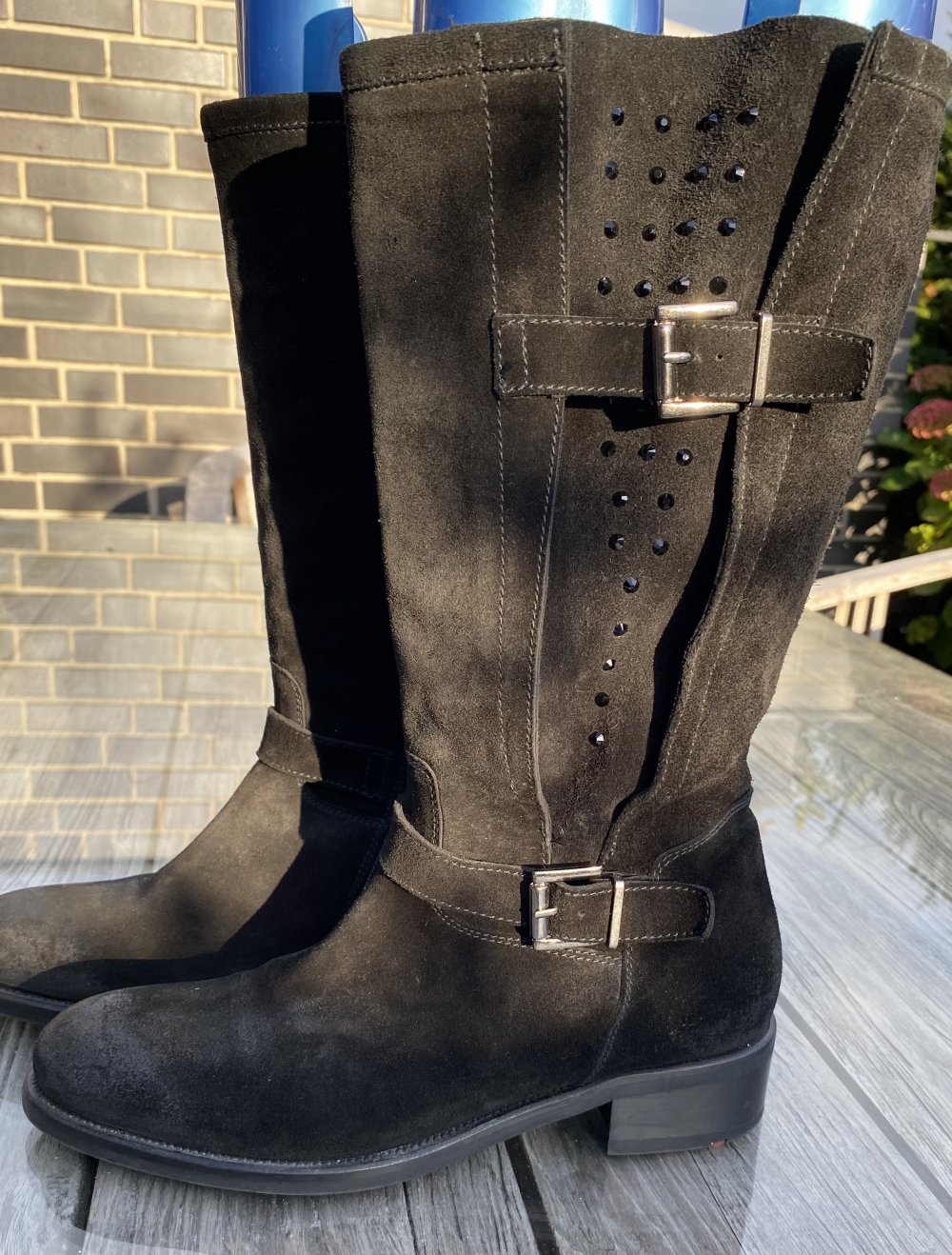 Lloyd, Stiefel, neuwertig, Leder, schwarz, Schmucksteine u. Schnallen,Gr.38