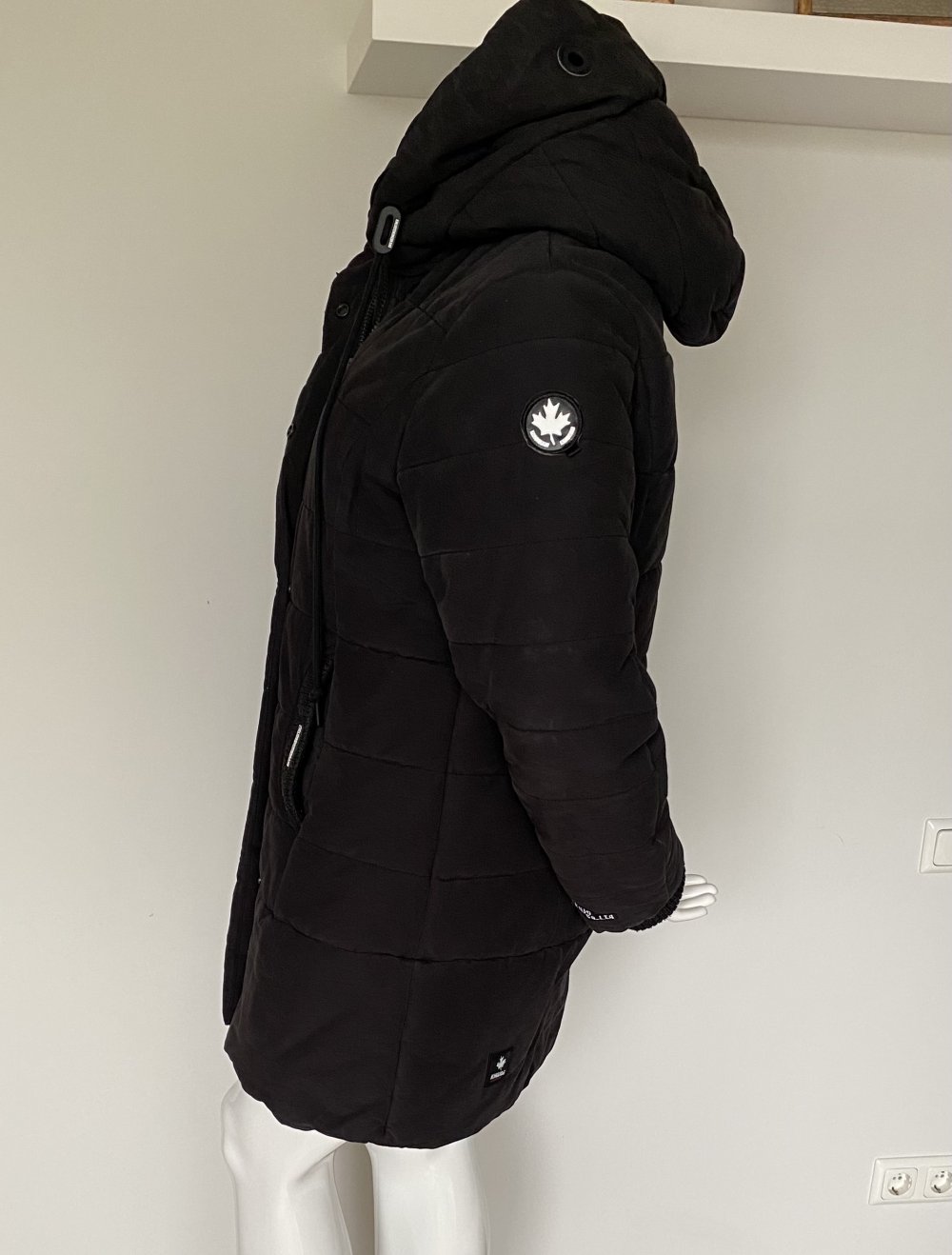 Khujo, Steppmantel Sherma, gr. Kapuze, Strickdetails, schwarz, Gr. XXL