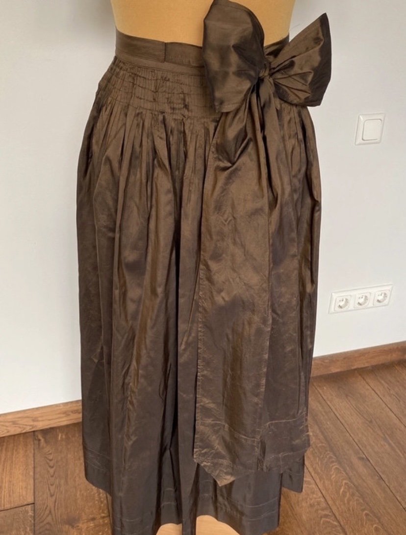 Dirndl Schürze, Tracht, Seide, changierend,braun, GrL/XL